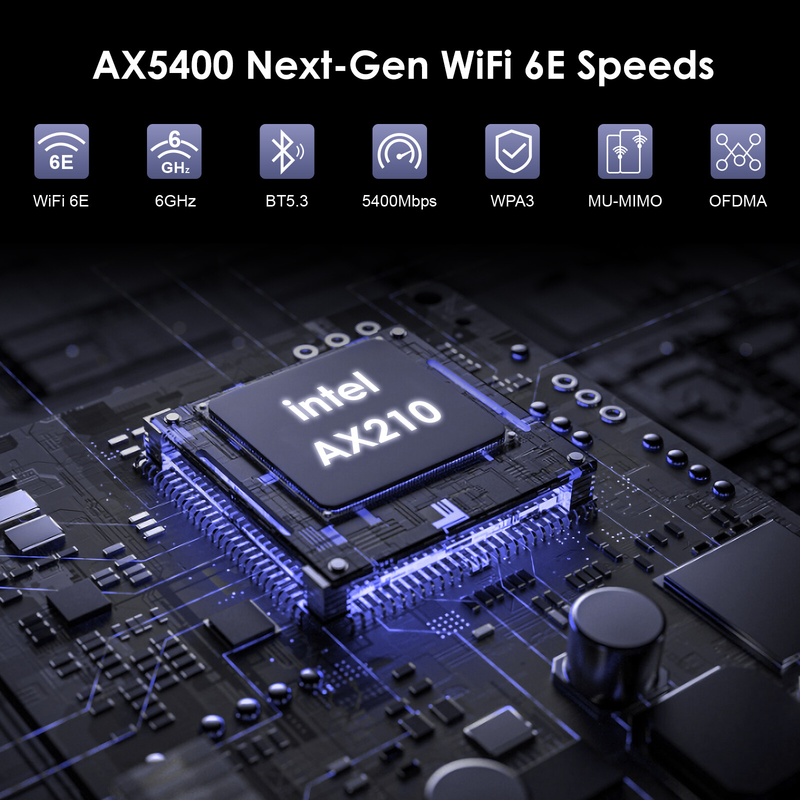 AX210 WiFi 6E PCI-E Network Adapter Card Bluetooth 5.3 Wifi Antenna for Desktop