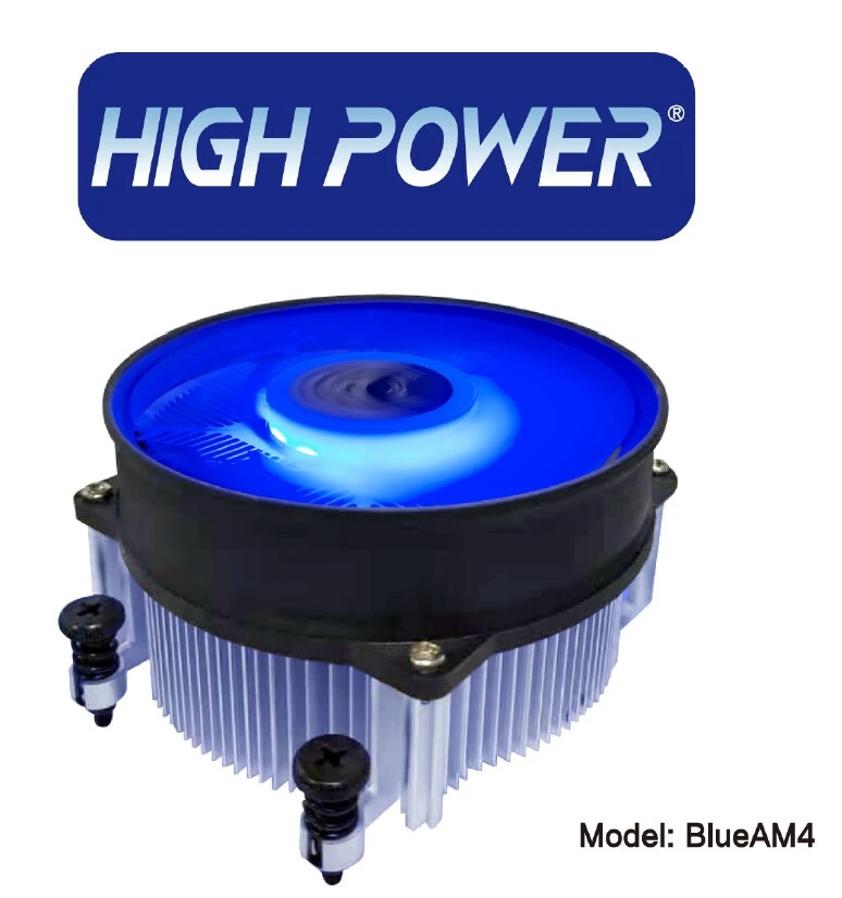 HIGH POWER® BlueAM4 AMD Ryzen 5/7/9 AM4 AM5 CPU Heatsink Cooler w/ Blue LED Fan
