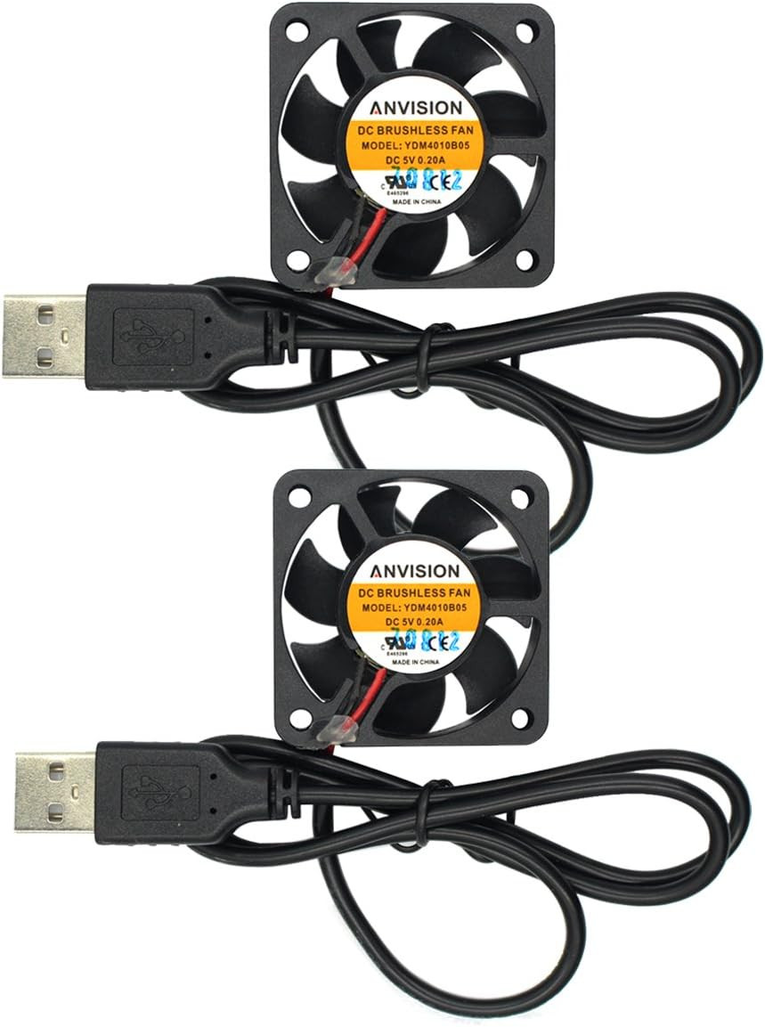 2-Pack 40Mm X 10Mm DC 5V USB Brushless Cooling Fan, Dual Ball Bearing