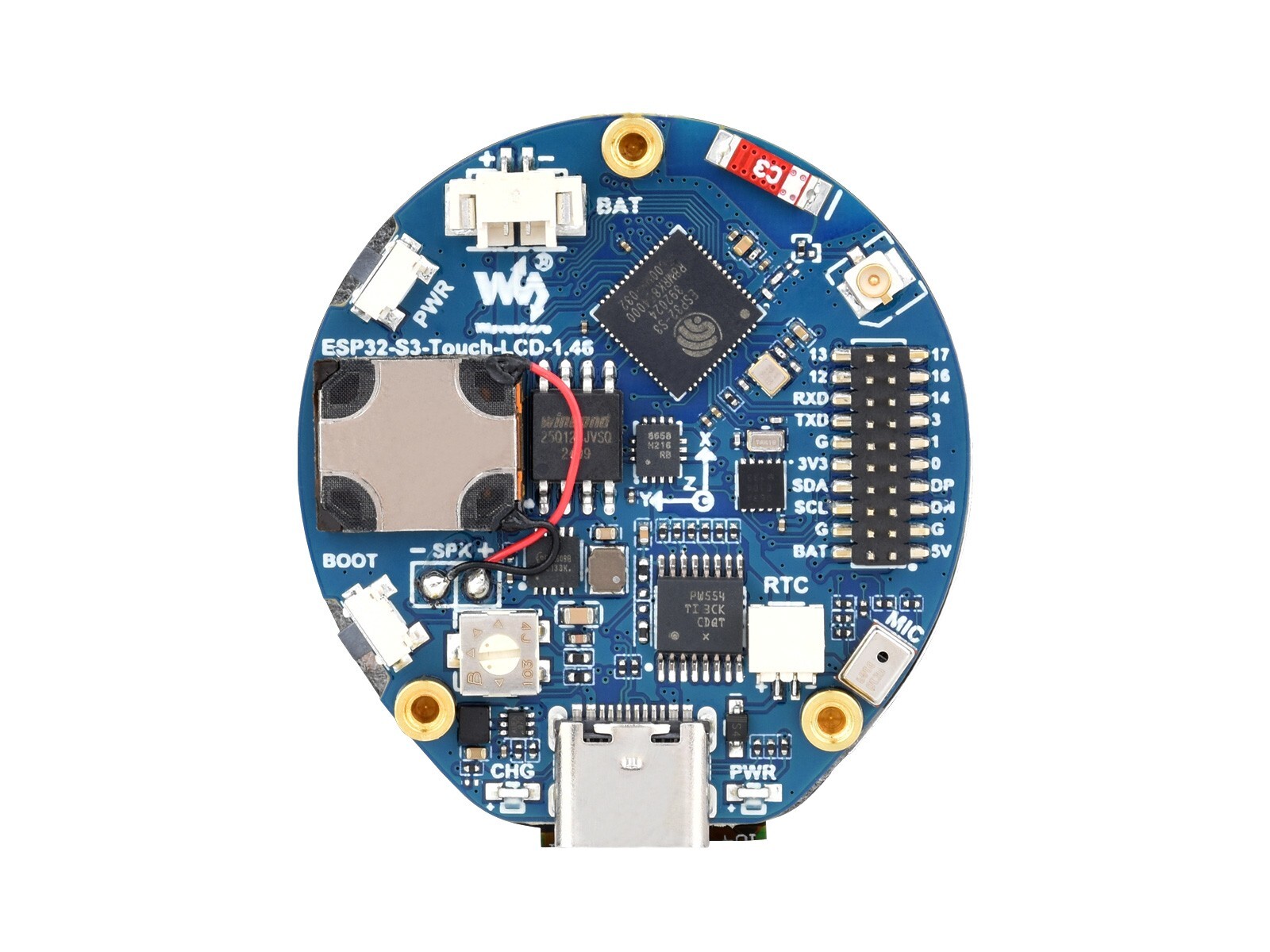 Waveshare ESP32-S3 1.46inch Round Display Development Board 412×412 Support WiFi