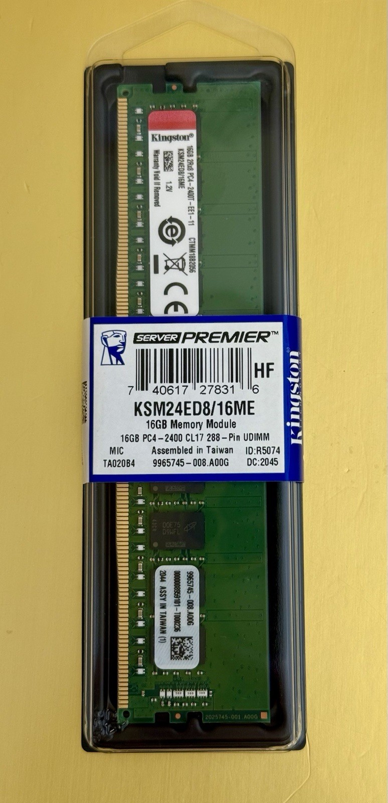 *NEW* KSM24ED8/16ME 16GB 2Rx8 2G x 72-Bit PC4-2400 CL17 288-Pin UDIMM
