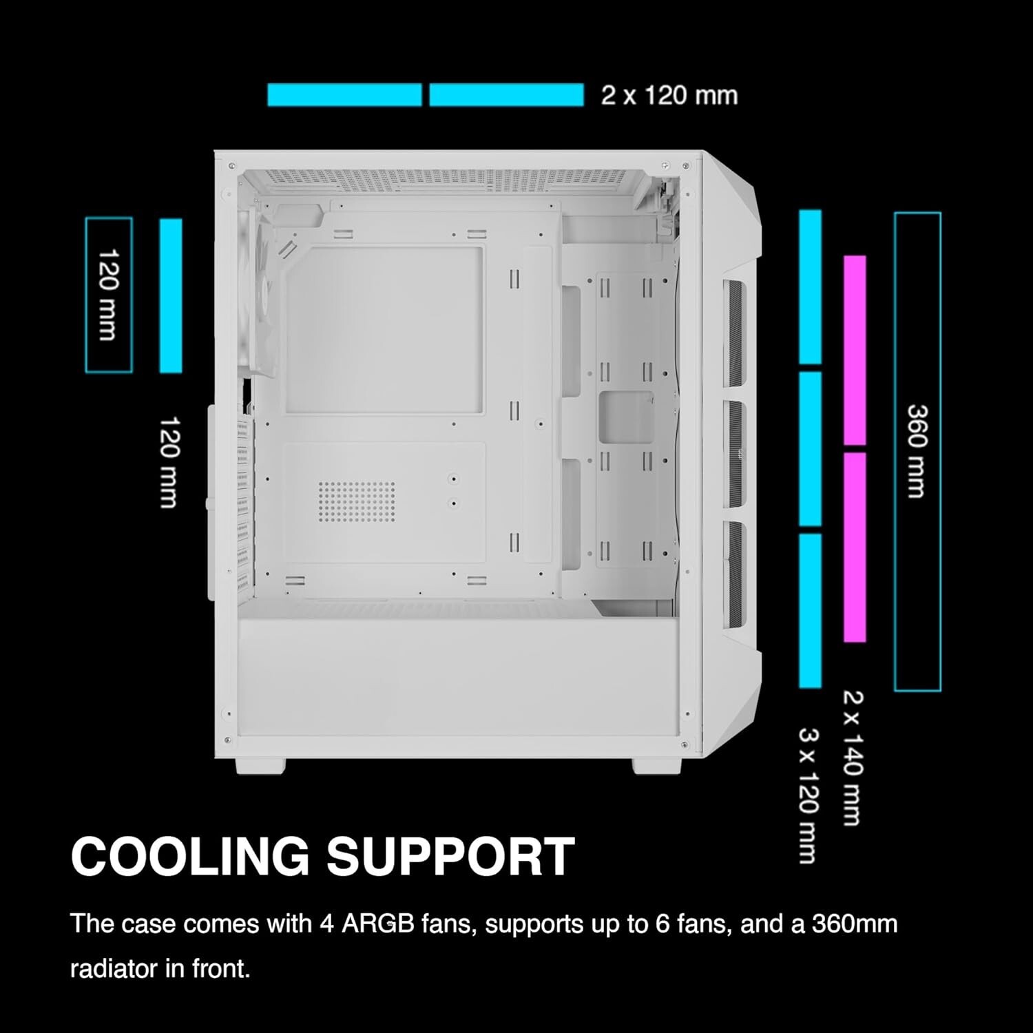 Compact GAMDIAS AURA GC1 ELITE ATX Case – Elegant White with ARGB Lighting