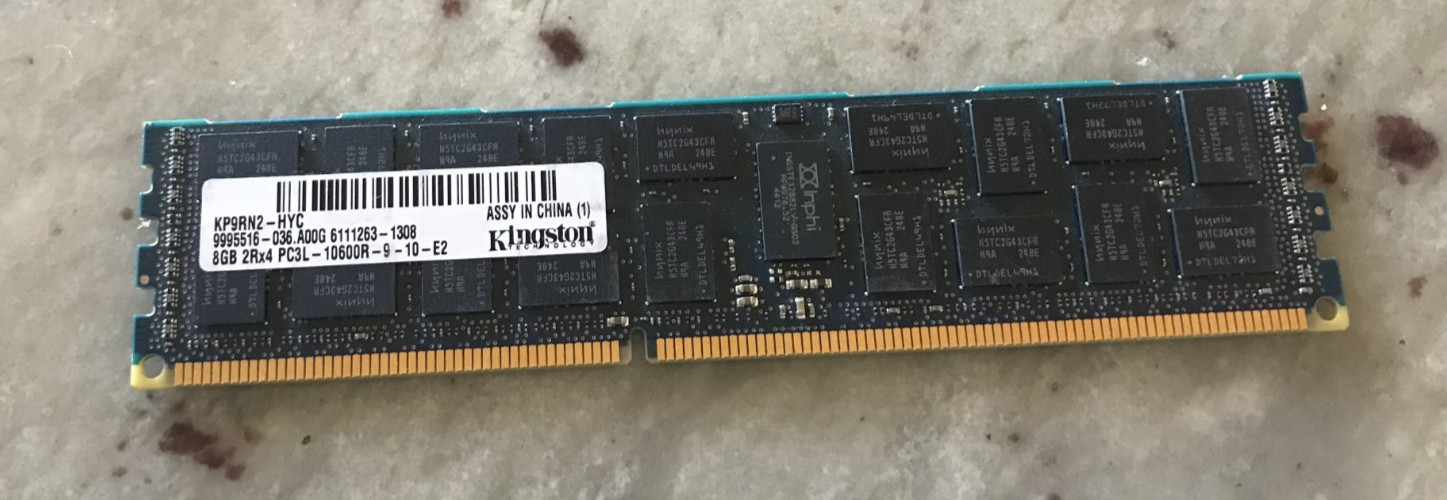 Kingston 8GB 2Rx4 DDR3 ECC PC3L-10600R-9-10-E2 KP9RN2-HYC