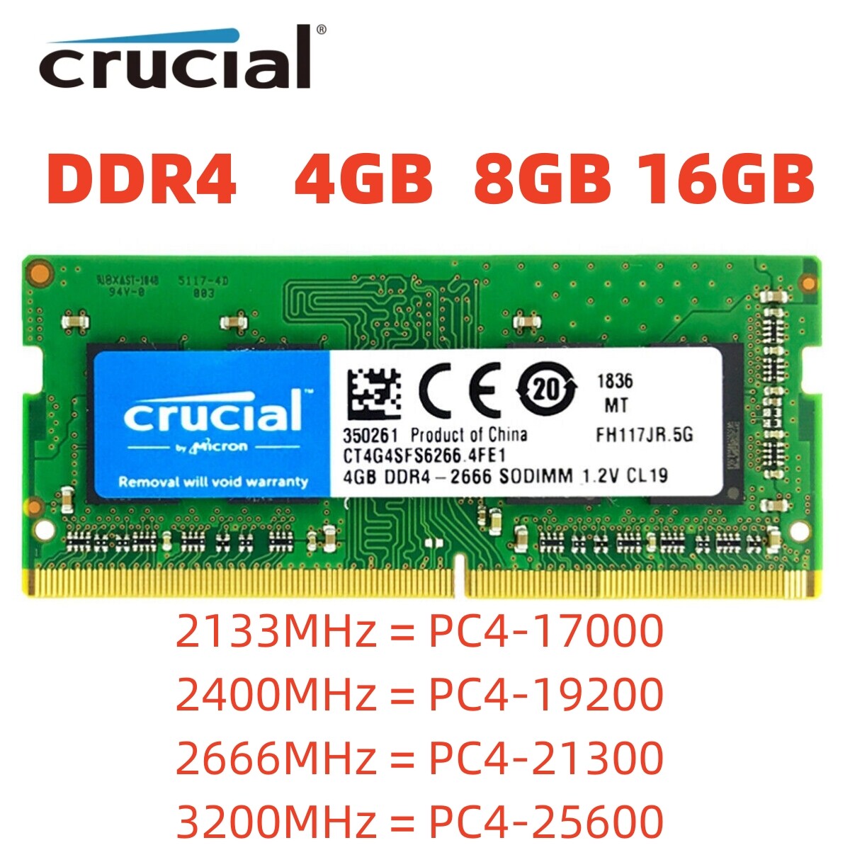 Crucial DDR4 4GB 8GB 16GB 3200 2400 2666 memory SO-DIMM Laptop RAM Notebook RAM