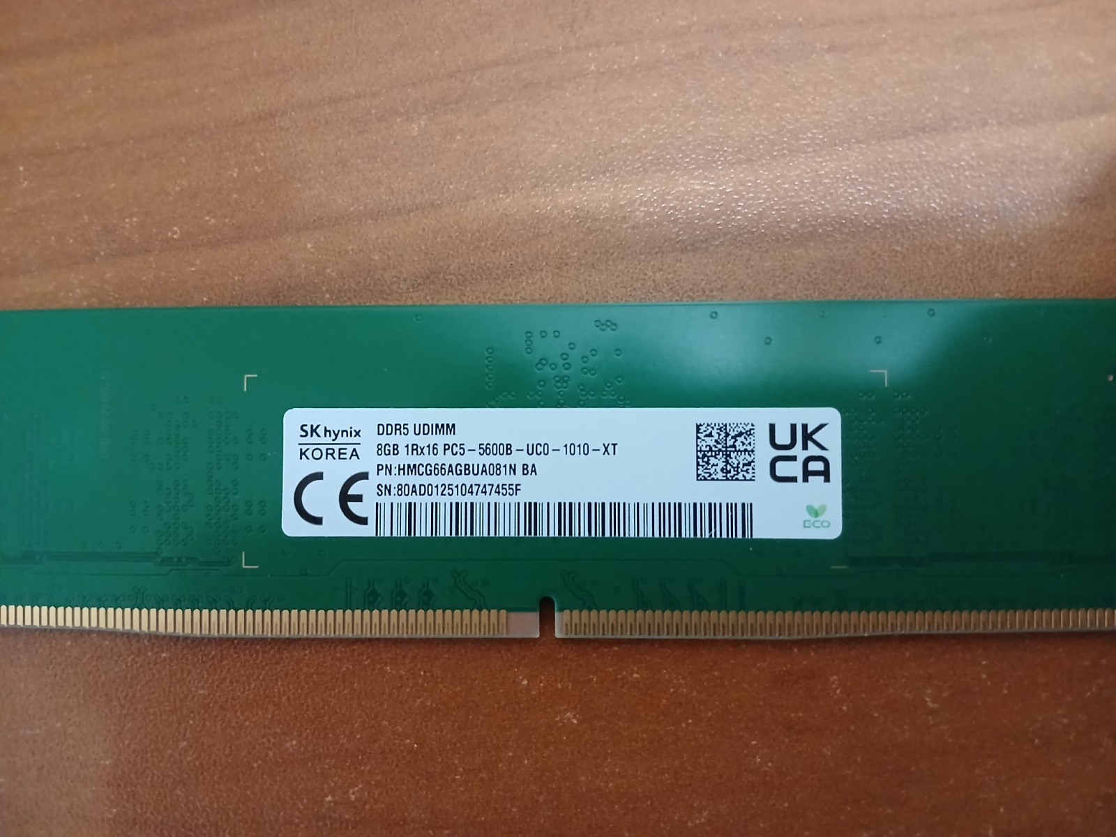 1x8GB SK hynix DDR5-5600B Desktop RAM Memory PC UDIMM (HMCG66AGBUA081N)
