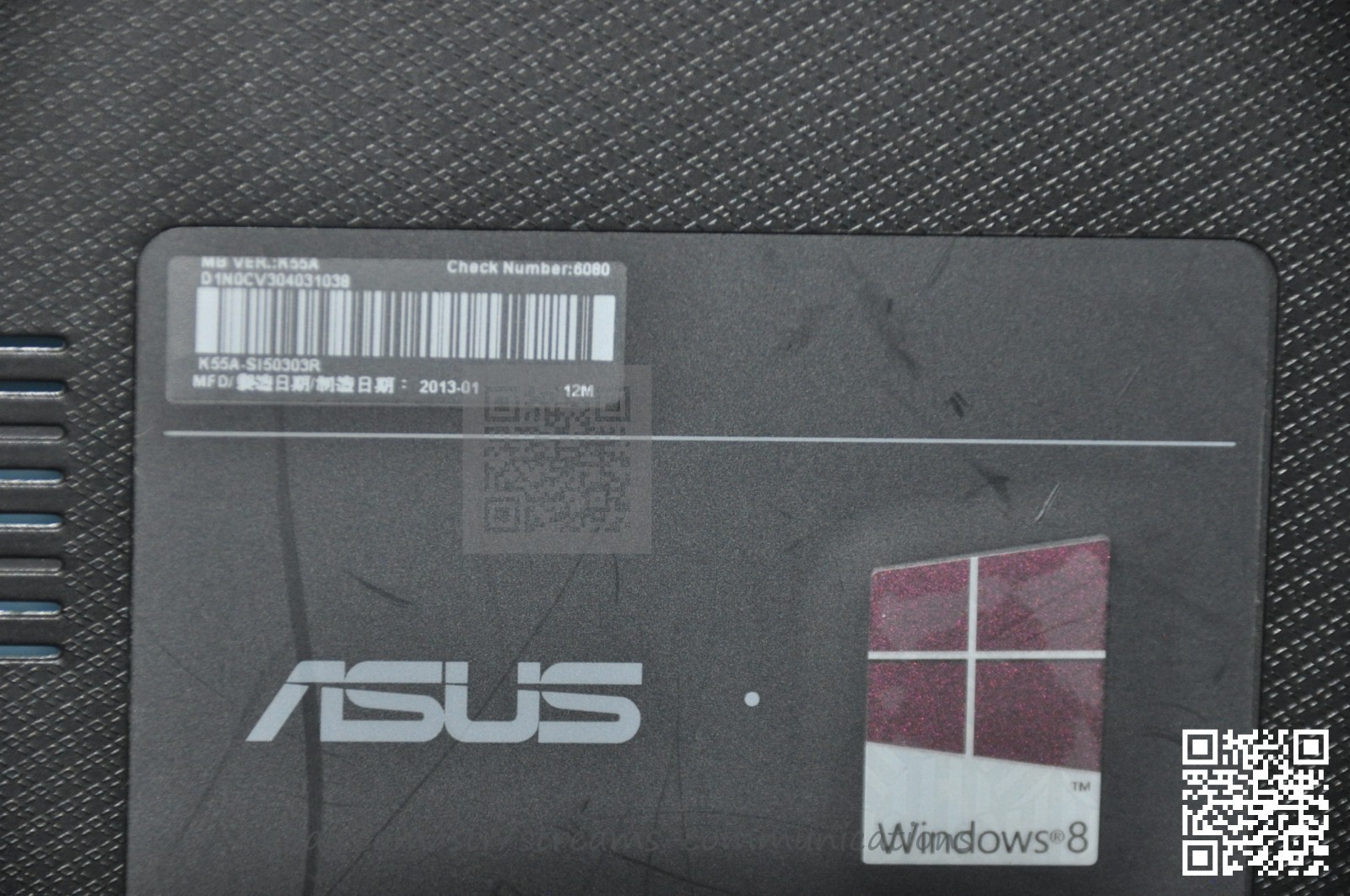ASUS K55A Laptop Bottom Case (Base Enclosure) with Left + Right Speakers