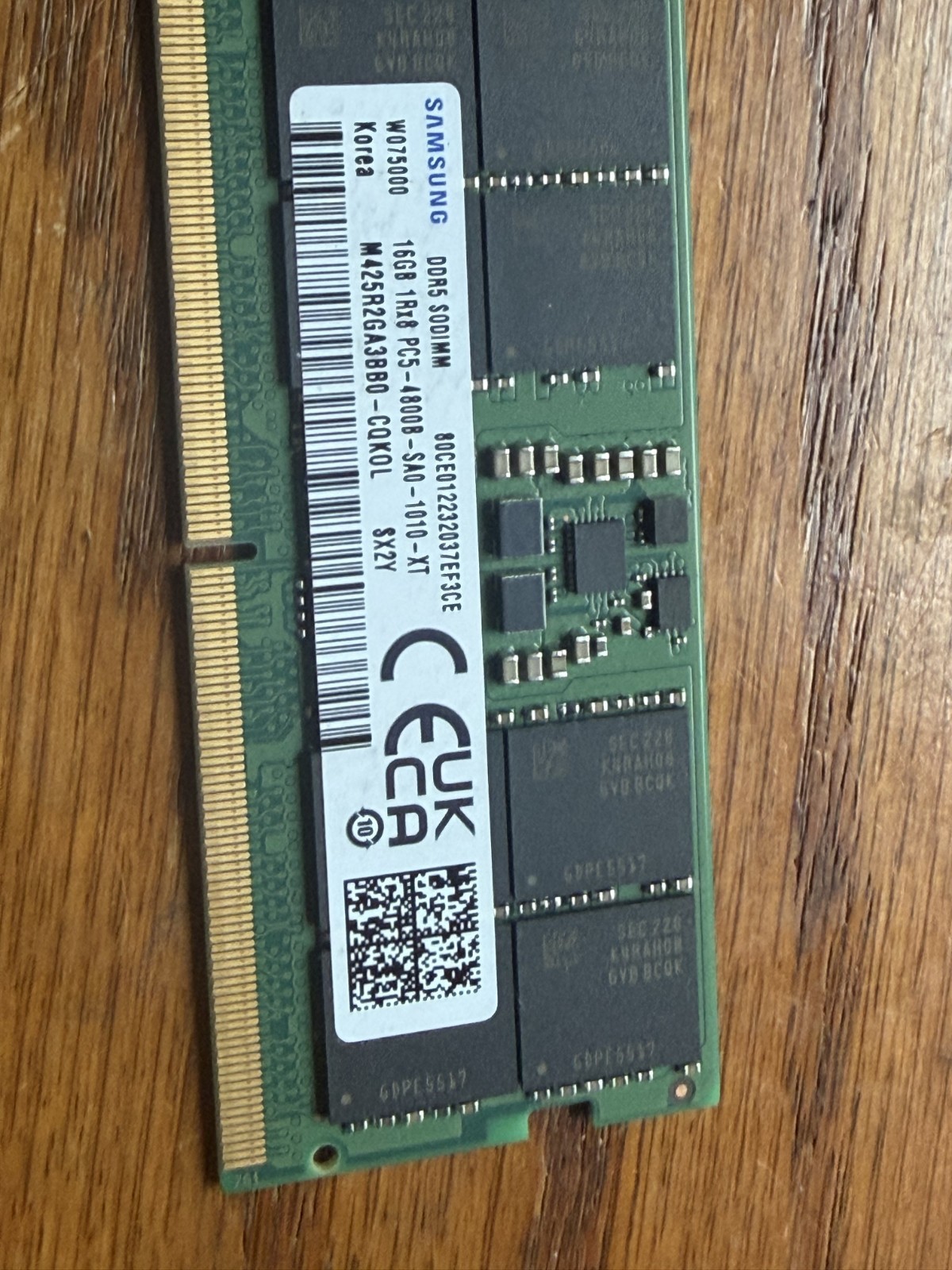Samsung 16GB DDR5 4800 CL40 SODIMM Laptop RAM Memory PC5-4800B