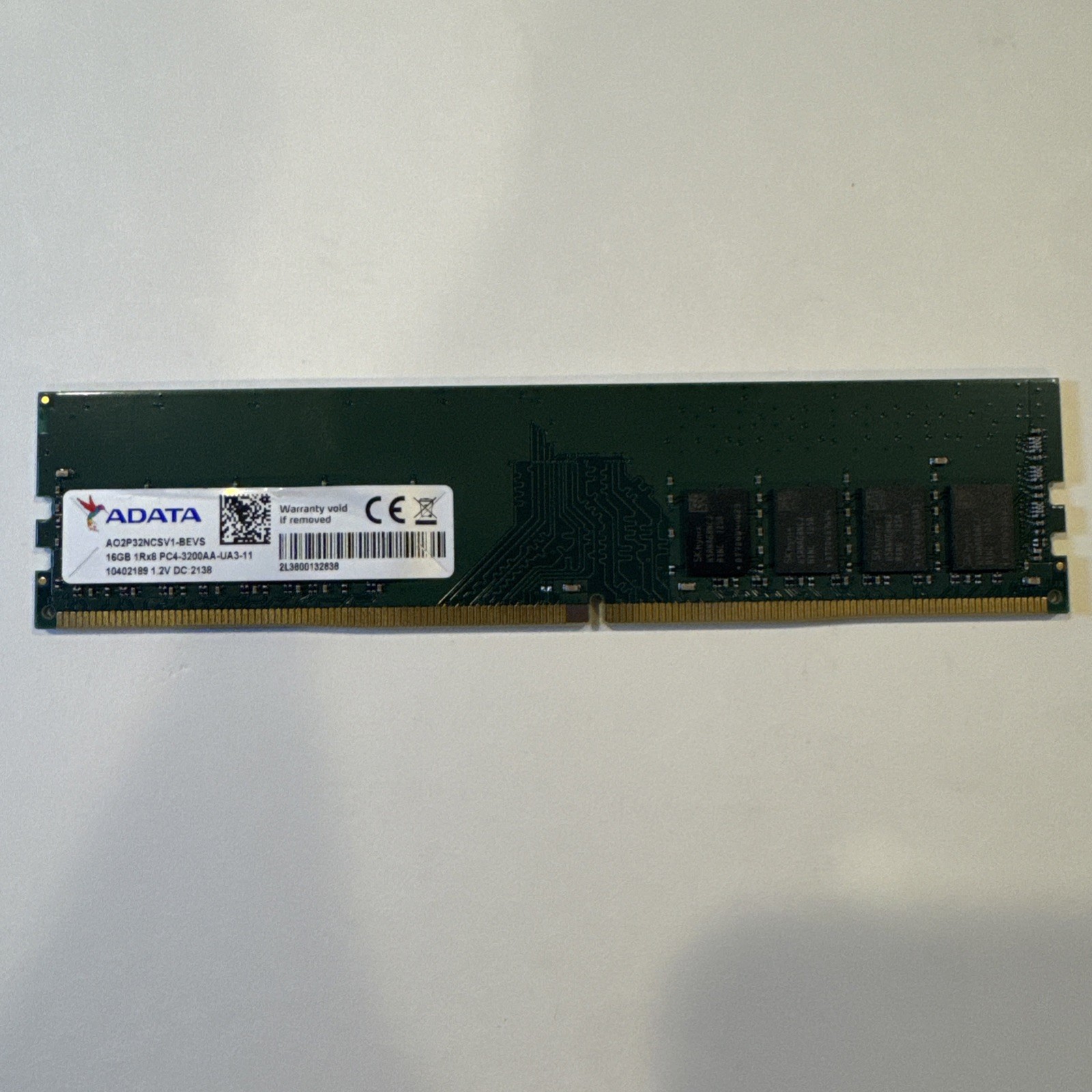 ADATA 16GB DDR4 3200MHz CL22 UDIMM Desktop Memory AO2P32NCSV1-BEVS