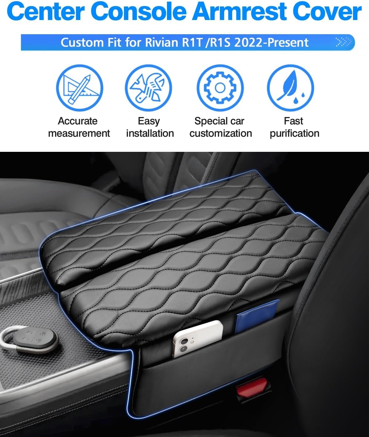 Autorder Center Console Cover for 2022-2025 2026 2022-2026 Rivian R1T/R1S