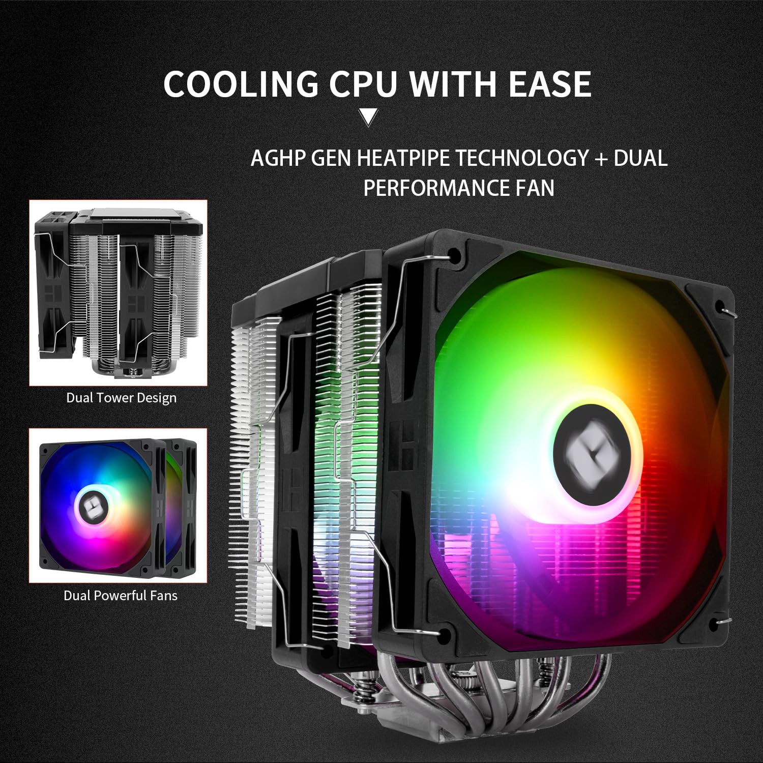 Peerless Assassin 120 Digital ARGB Black CPU Air Cooler, Digital Screen Top Cove