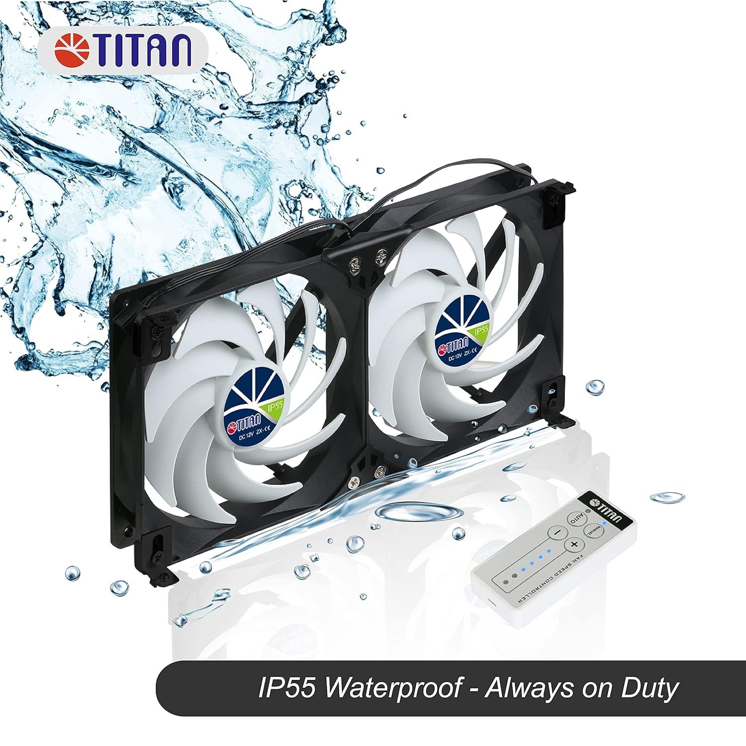 12V Waterproof Cooling Fan with Speed Controller for RV Fridge Ventilation