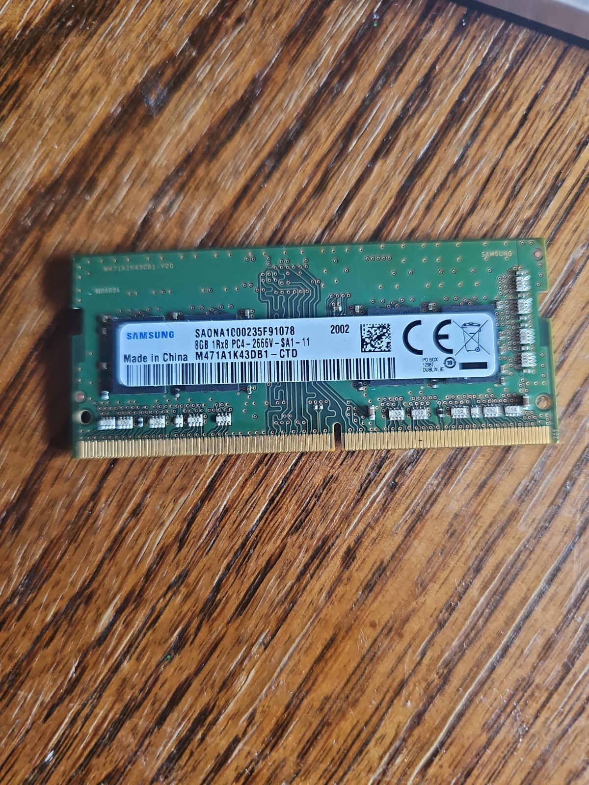 Samsung 8GB DDR4-2666 PC4-2666V 260-Pin SO-DIMM Laptop RAM M471A1K43DB1-CTD