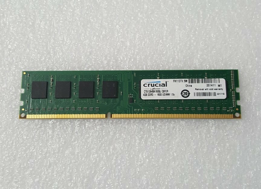 Crucial 4GB (1-Stick) PC3-12800 DDR3 1600 Desktop PC Memory CT51264BA160BJ.C8FER