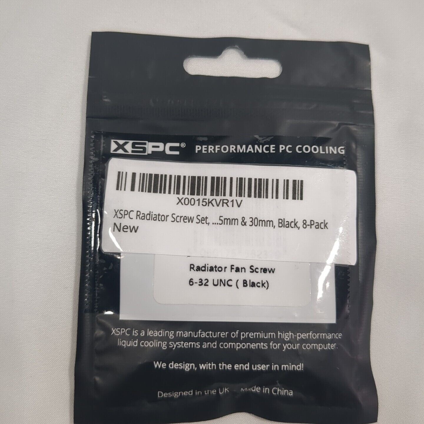 XSPC Radiator Fan Screw Set #6-32 UNC Mixed 5mm & 30mm Black 8-pack