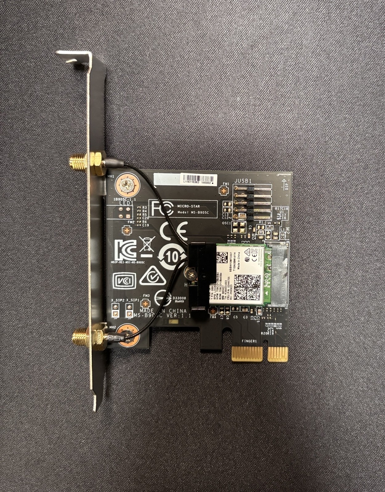 MSI MS-B905C / Herald-AX Wi-Fi 6 PCIe Adapter – Intel AX200NGW High-Gain Antenna