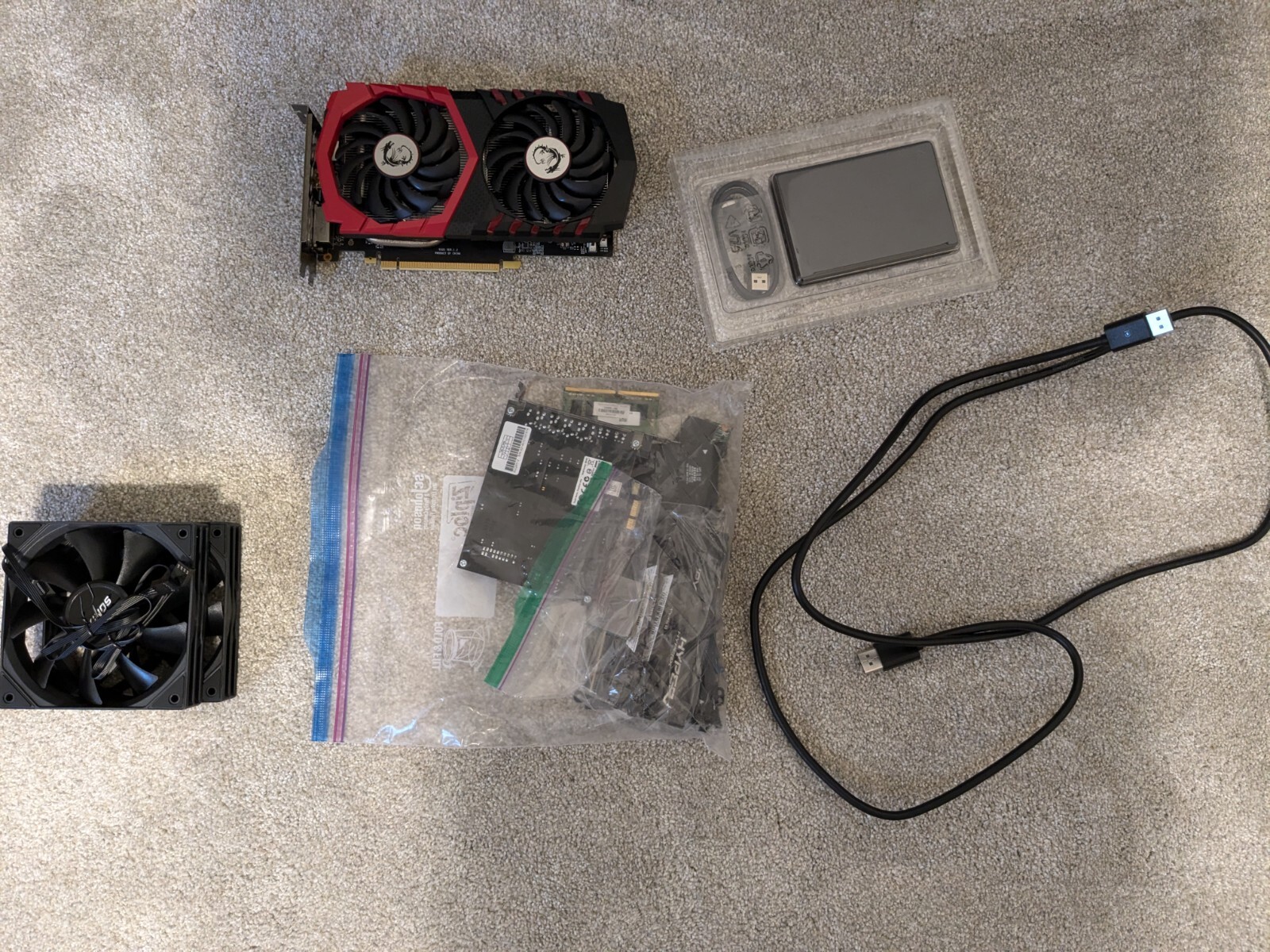 Assorted laptop and computer parts (Creative, MSI, HP) RAM, CPU, GPU lot
