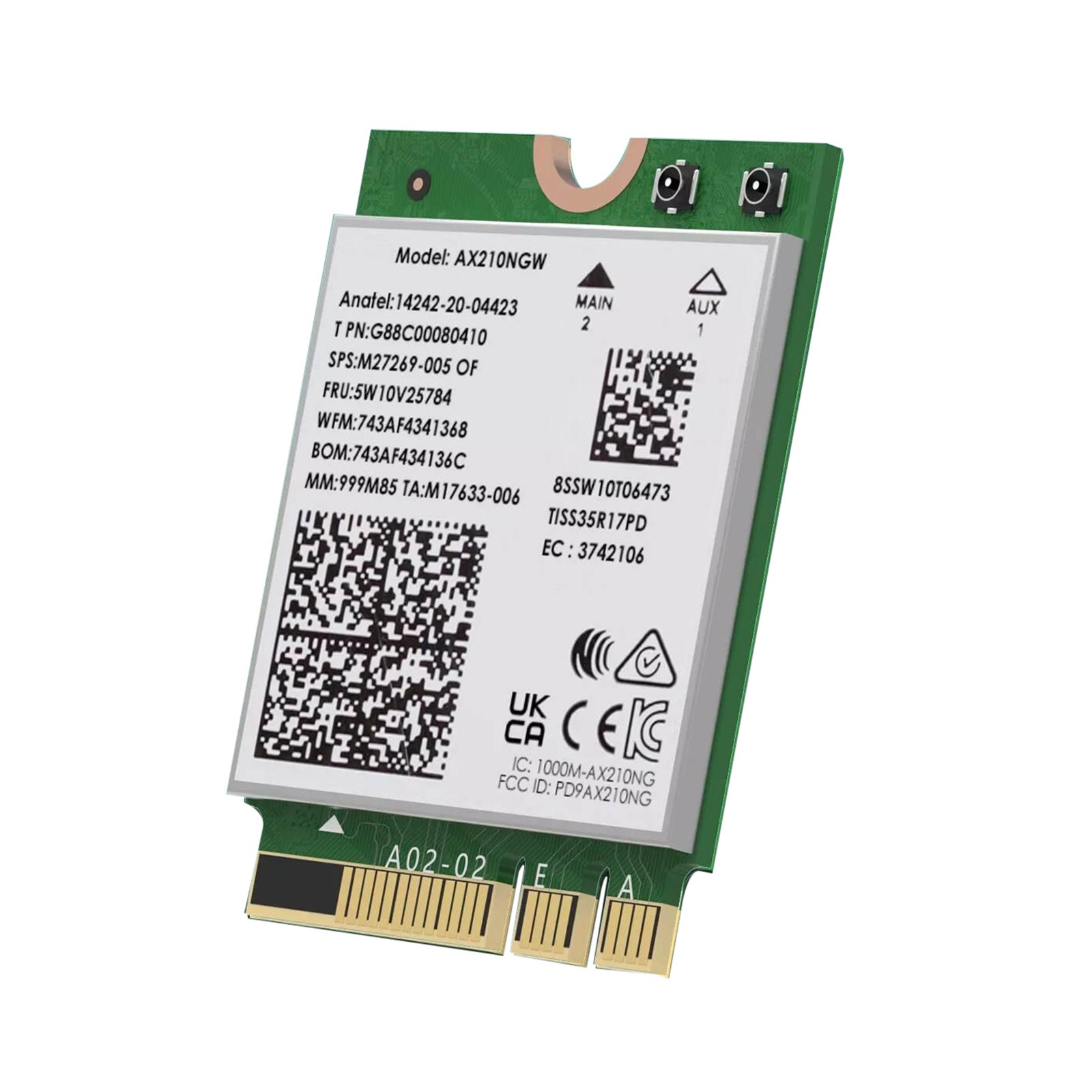 WiFi 6E M.2 Module Up To 2400mbps(6 Ghz), 2400mbps(5 Ghz), And 574mbps(2.4 Ghz)