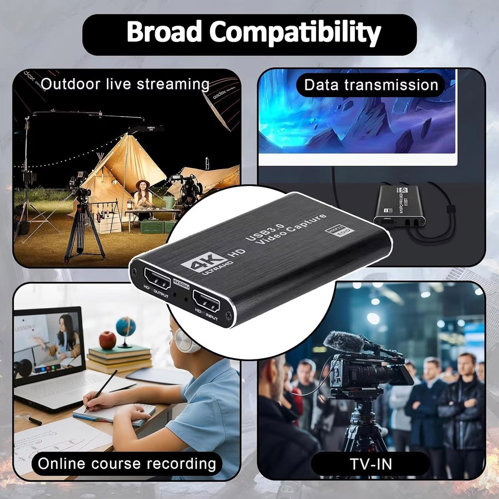HDMI&USB3.0 Video Capture Card for Live Streaming Game Record Consoles/TVs/PCs