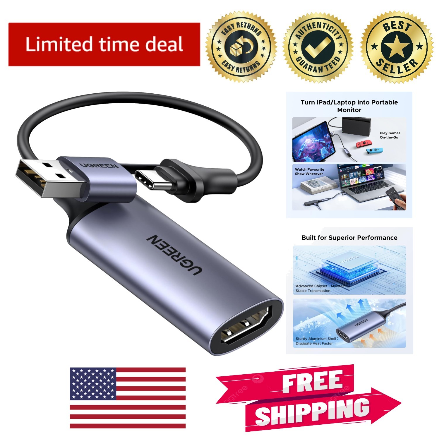 Lightweight 4K HDMI Capture Card with USB-A & USB-C for Seamless Streaming