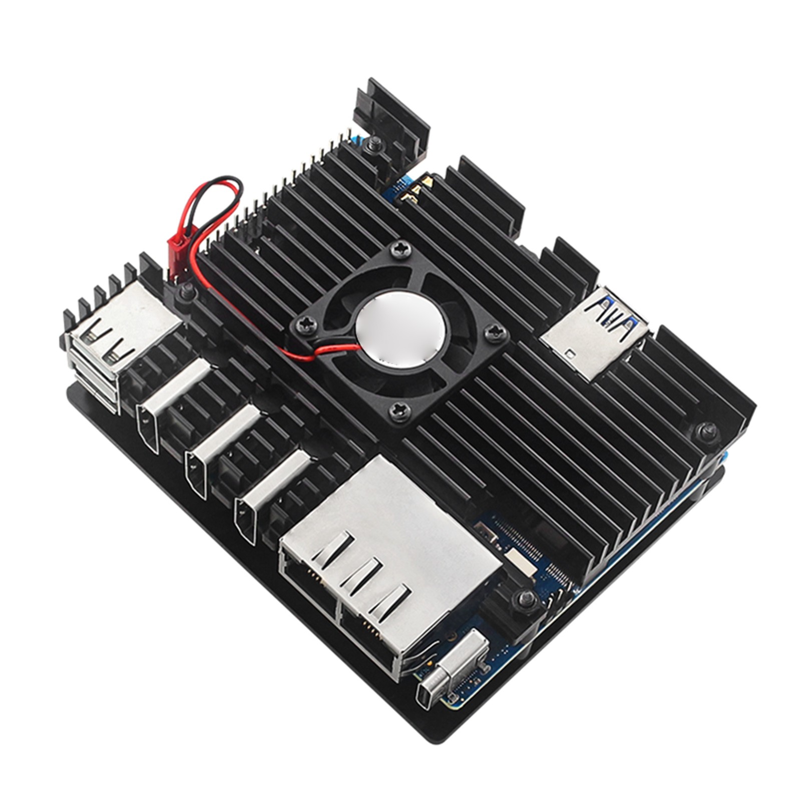 Housing Case+Cooling Fan Active Passive Radiator/Heatsink For Orange Pi 5 Plus F