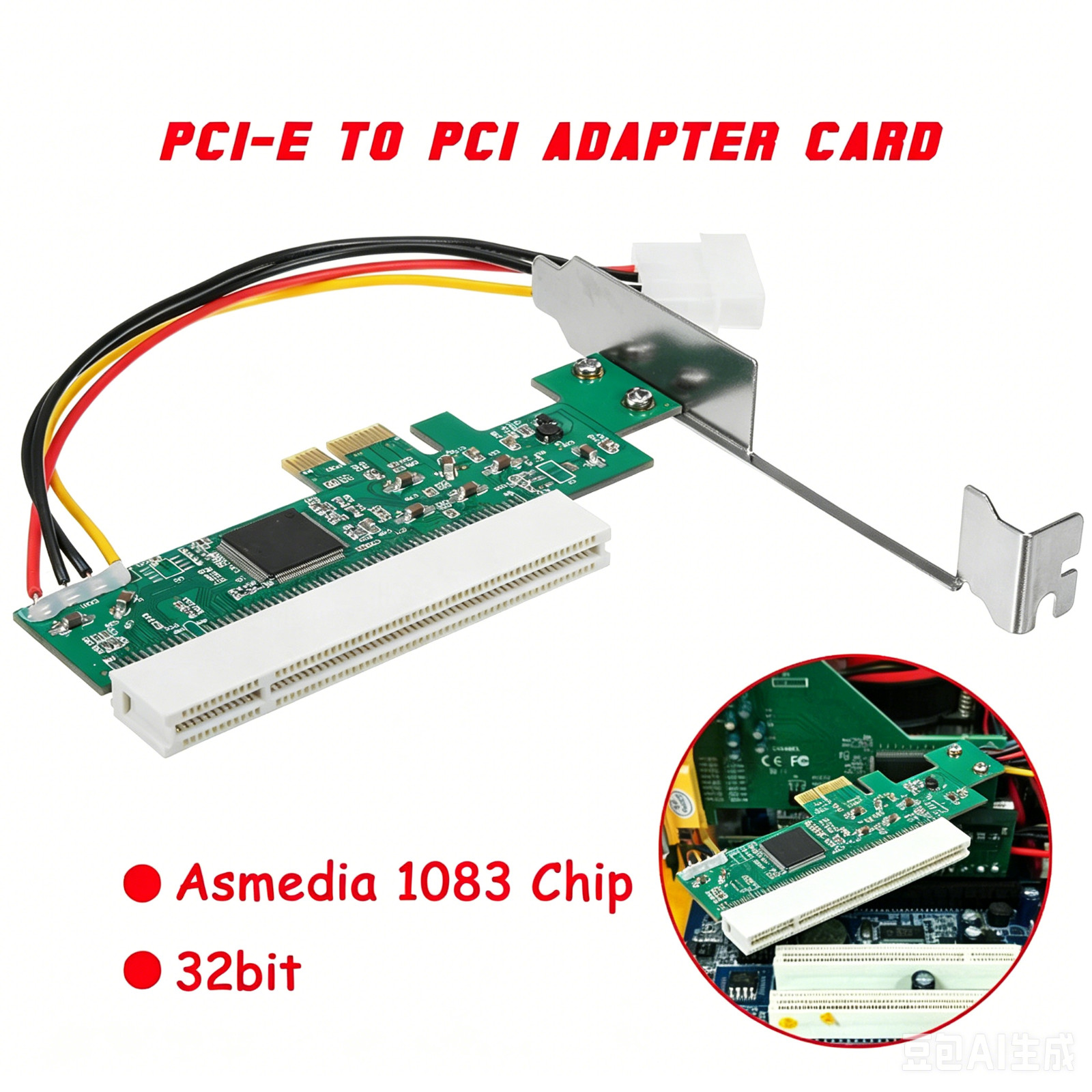 PCI-e PCI Express to PCI Adapter Card Riser Extender Converter 32bit 1083 Chip