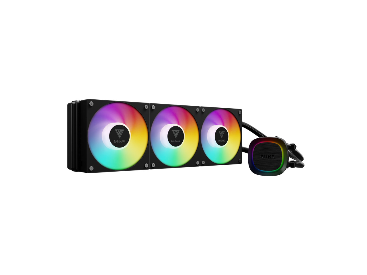 GAMDIAS Aura GLV2 360mm AIO Liquid CPU Cooler, Rotatable Performance 10-Pole Pum