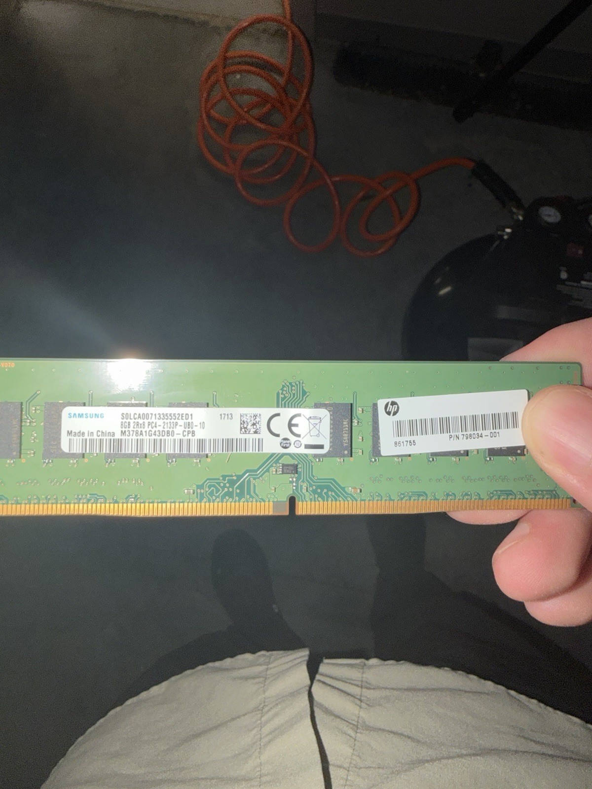 Samsung DDR4 DIMM 8GB PC4-2133 RAM 288-Pin 2Rx8 M378A1G43DB0-CPB 798034-001