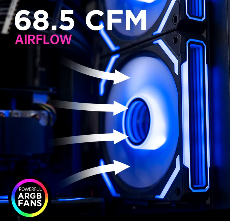 Cosmiq ARGB 120mm Modular Fan Daisy Chain for Computer PC Desktop Case Cooling