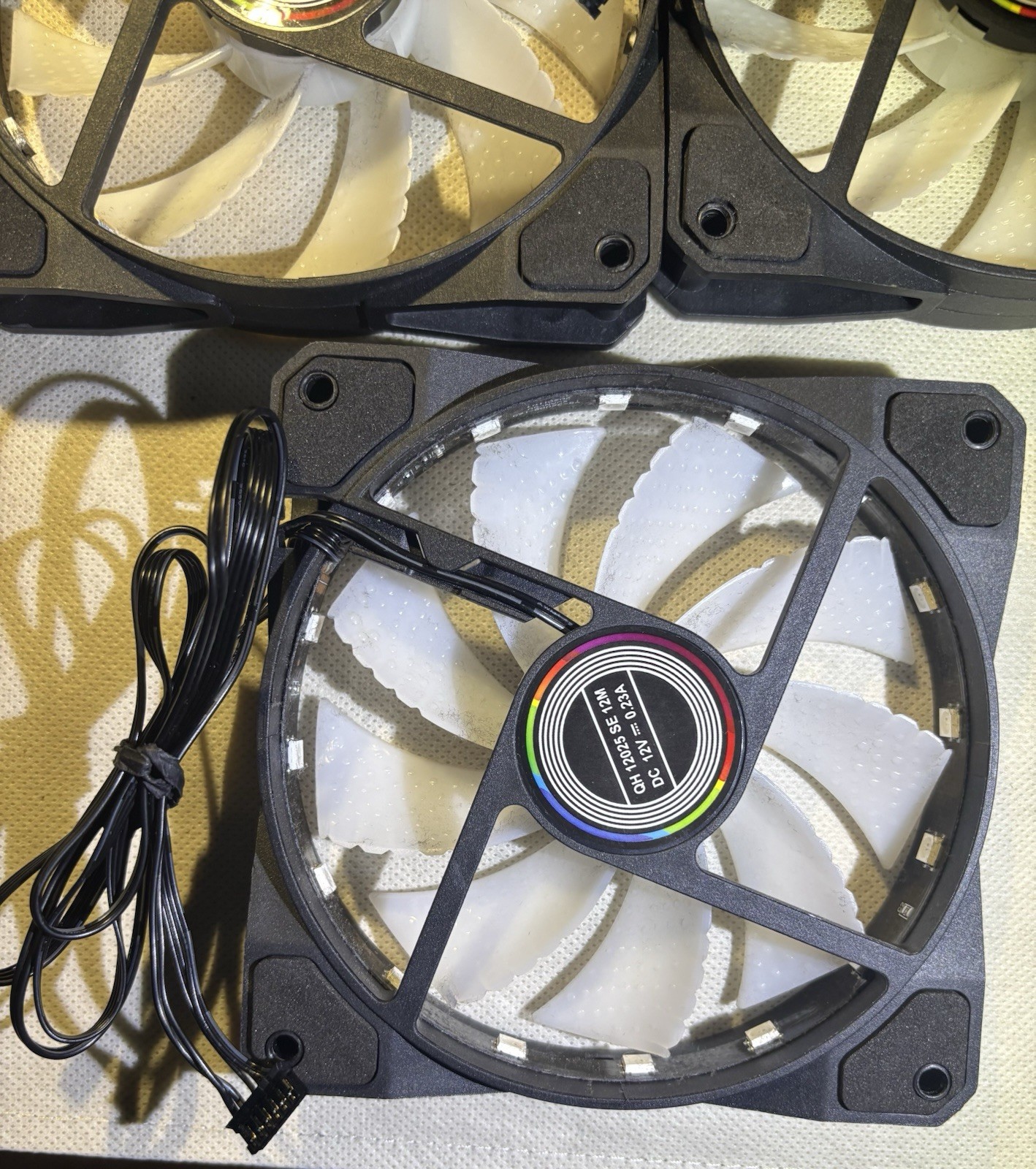 READ – Lot of 3 Fans 6PIN PWM 1500RPM 12V RGB LED W/Remote – Computer PC Cooling