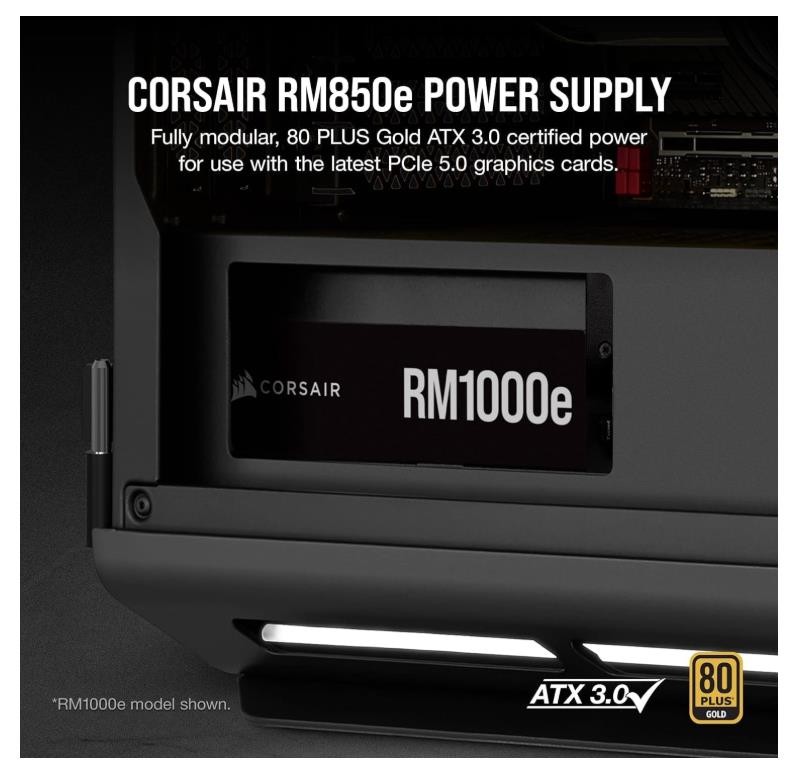 Corsair RM850e (2023) Fully Modular Low-Noise Power Supply, Cables included