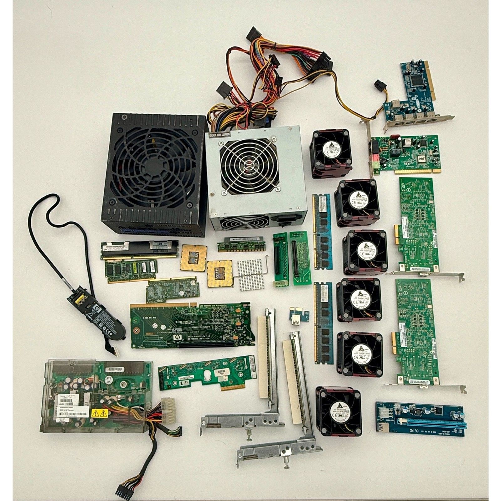 Mixed Server Parts Lot PSU RAM Fans PCI Cards Untested