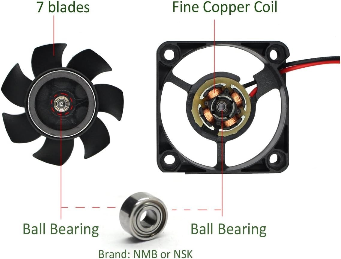 2-Pack 40mm x 10mm DC 5V USB Brushless Cooling Fan, Dual Ball Bearing