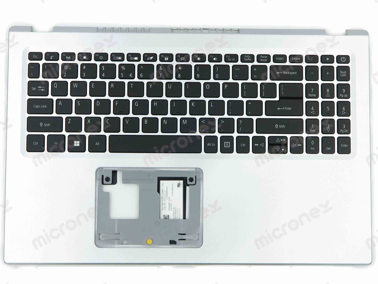 FOR Acer Aspire 5 A515-56T Palmrest Keyboard LED US-International silver