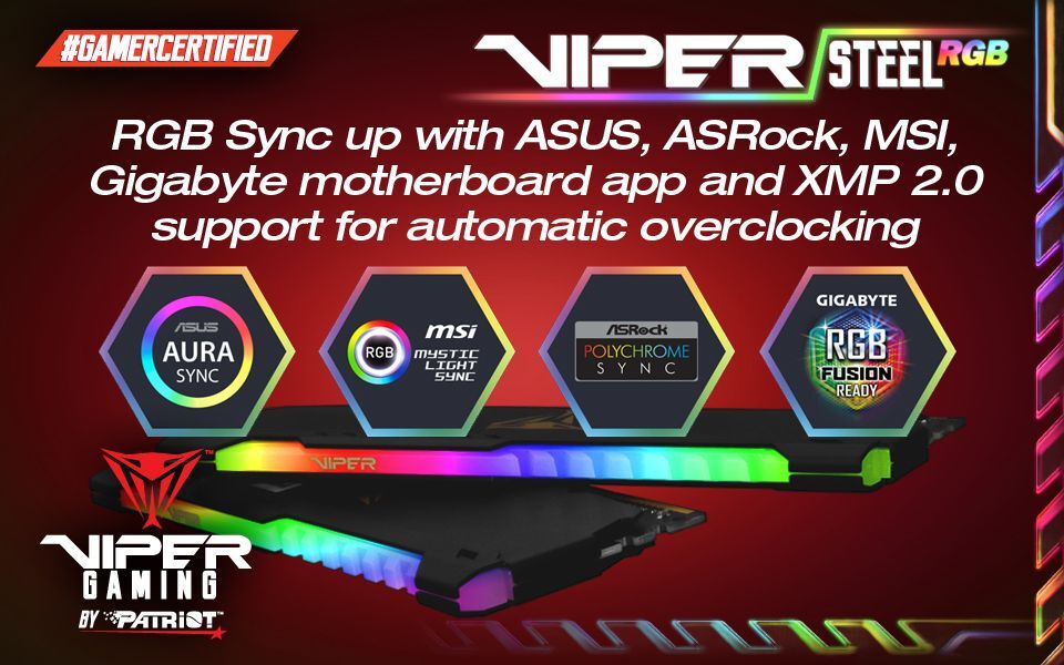 Patriot Viper Steel RGB 16GB 32GB 64GB PC RAM DDR4 3200 3600 288-Pin Memory DIMM