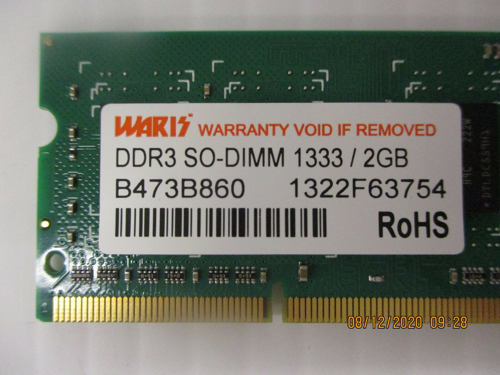 New, WARIS – B473B860 – DDR3 SO-DIMM 1333/2GB MEMORY