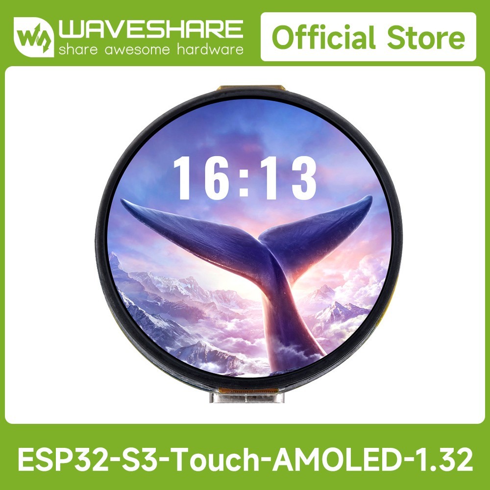 Waveshare ESP32-S3 1.32inch AMOLED Round Touch Display Development Board 466×466