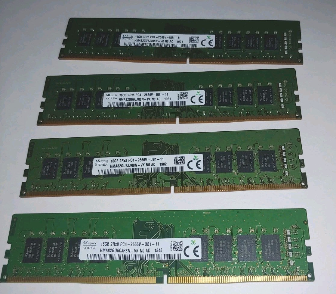 SK Hynix PC4-2666V-UB1-11 64GB (4x16GB) RAM DDR4 2666MHz HMA82GU6JJR8N-VK