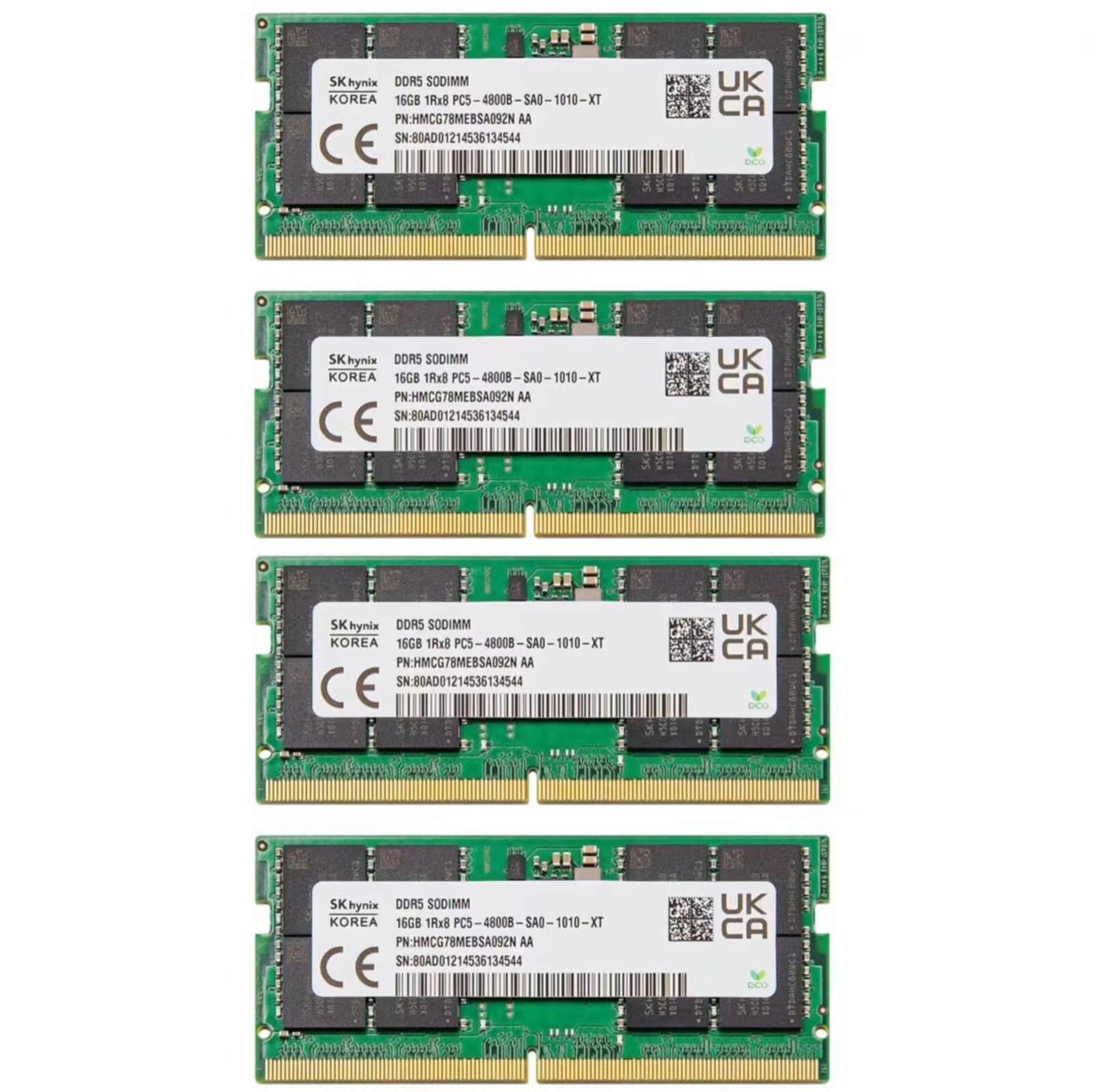 SK Hynix 64GB (4X 16GB) DDR5 4800MHz PC5-38400 262-Pins Laptop SODIMM Memory Ram