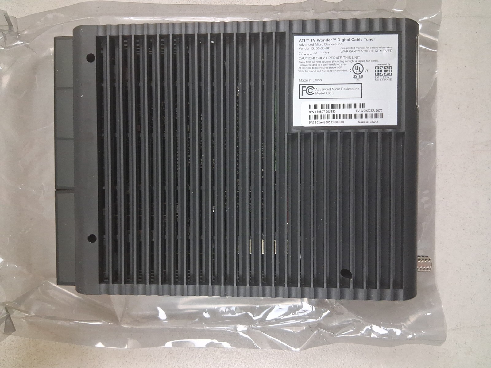 ATI TV Wonder External Digital Cable Tuner A636 102a63060503 New Open Box