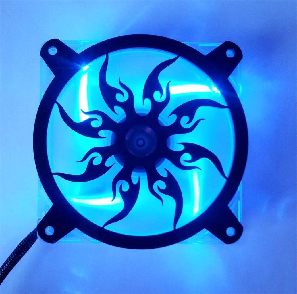 Custom 120mm TRIBAL SUN 2 Computer Fan Grill Gloss Black Acrylic Cooling Cover