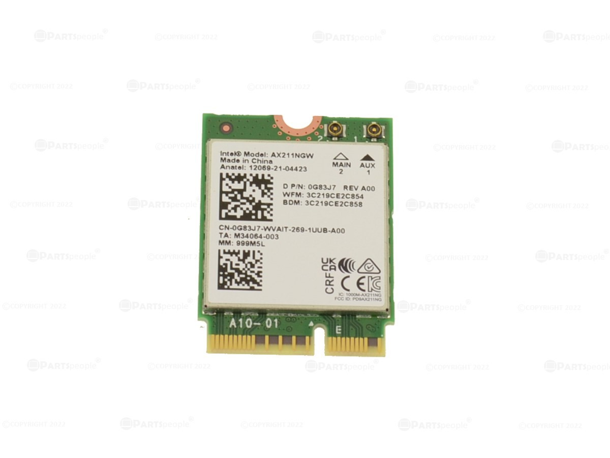 Intel AX211 Wireless Tri Band WLAN WiFi 802.11ax Bluetooth 5.2 M.2 Card G83J7