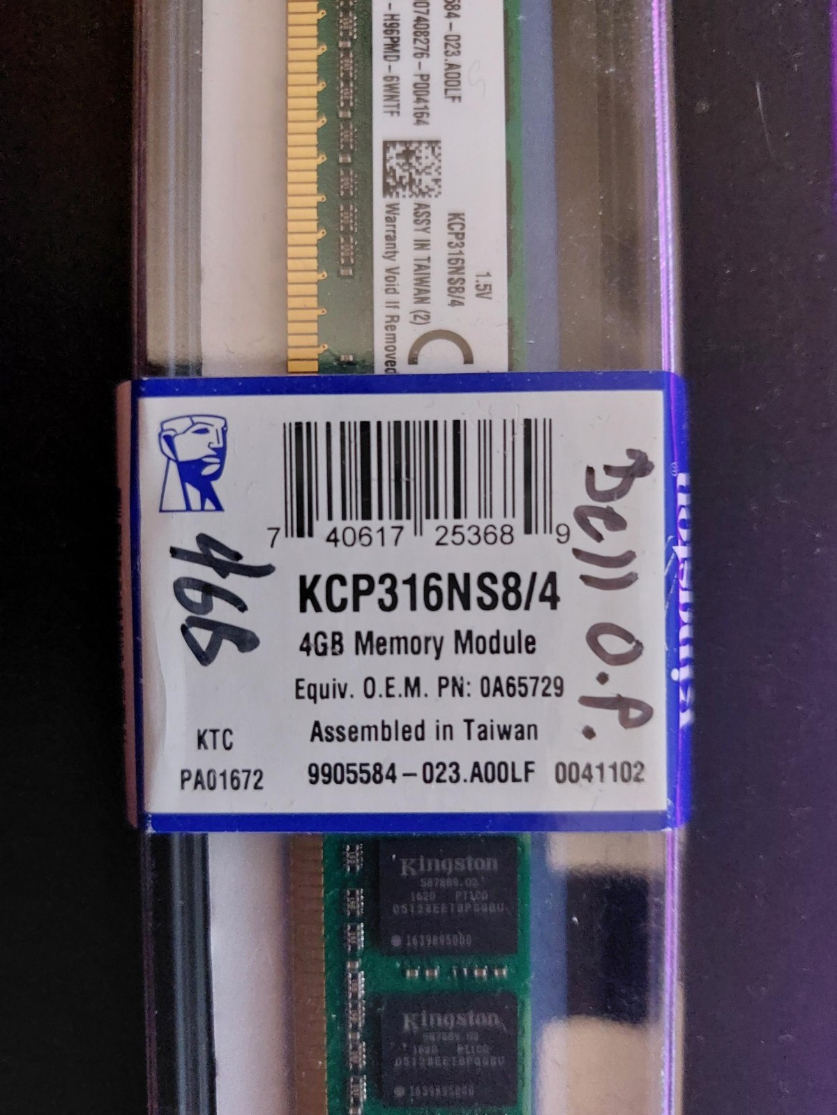 Kingston 4GB DDR3 PC3-12800 DIMM Factory Sealed Desktop Memory RAM (KCP316NS8/4)