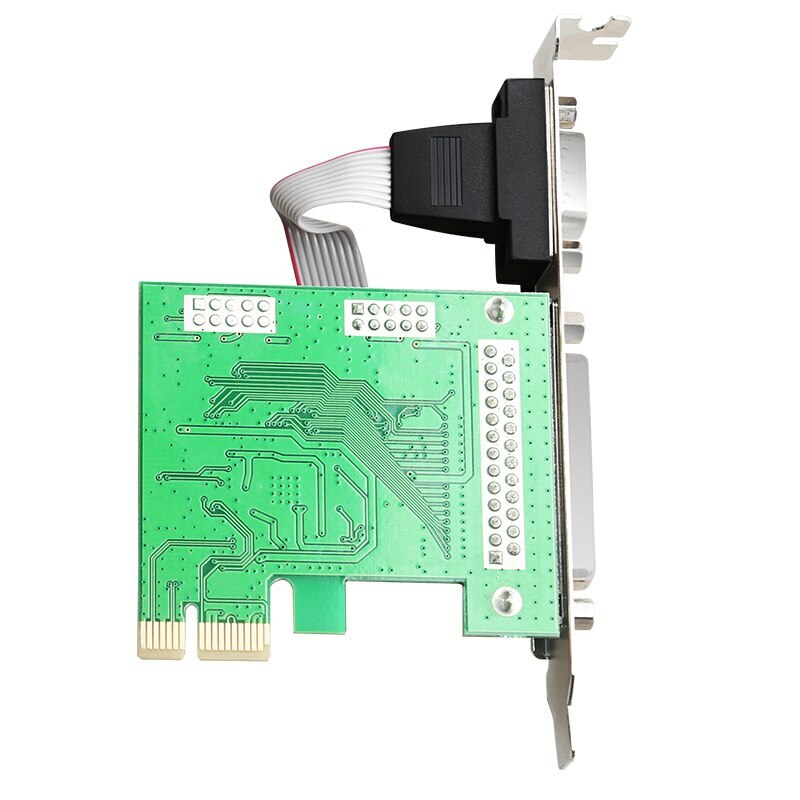 RS-232 Serial Port & DB25 Printer Parallel Port to PCI-E Card Adapter