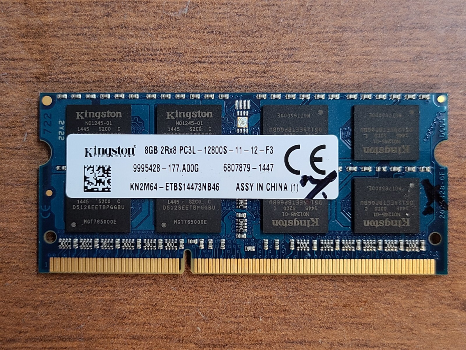 ORIGINAL KINGSTON 8GB 2Rx8 PC3L-12800S DDR3 SODIMM LAPTOP MEMORY RAM KN2M64-ETB