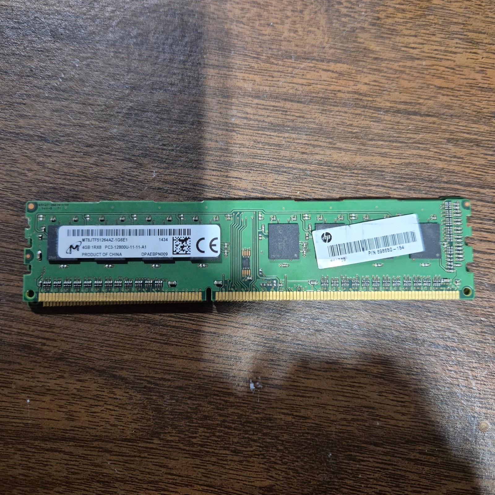 Micron 4GB 1RX8 PC3-12800U-11-11-A1 Non-ECC Unbuffered RAM MT8JTF51264AZ-1G6E1