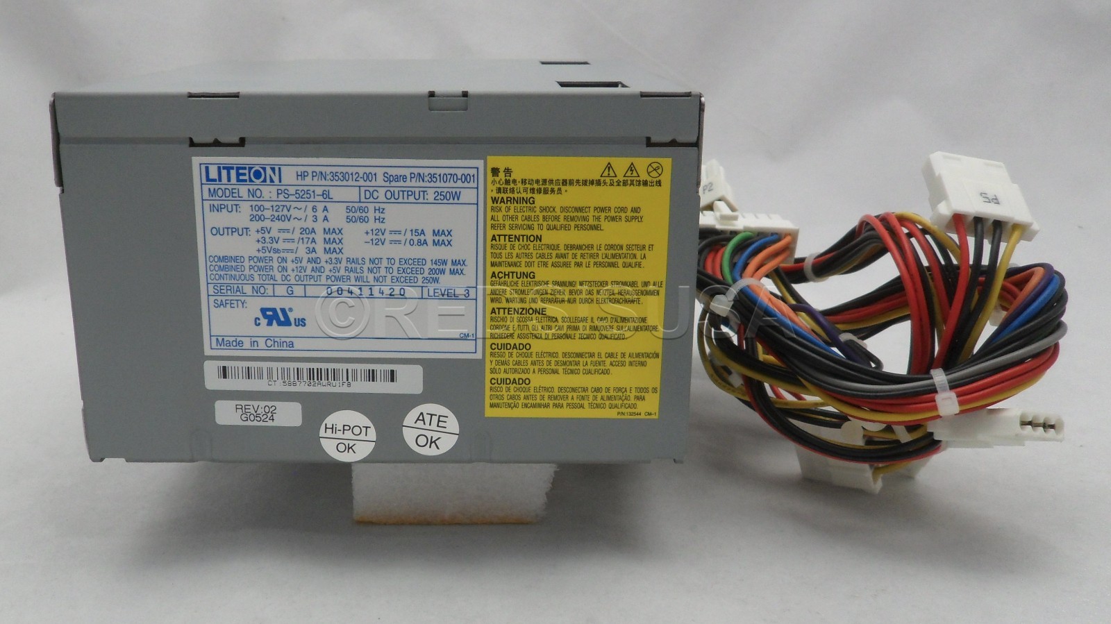 HP POWER SUPPLY (SWITCHING) – 250 WATTS – 307161-001