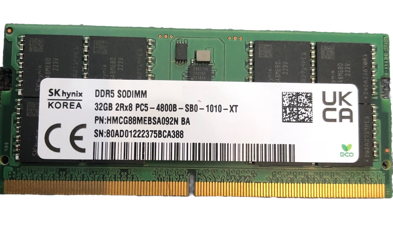 32GB SK HYNIX 2RX8 DDR5 PC5-4800B HMCG88MEBSA092N SODIMM MEMORY LAPTOP