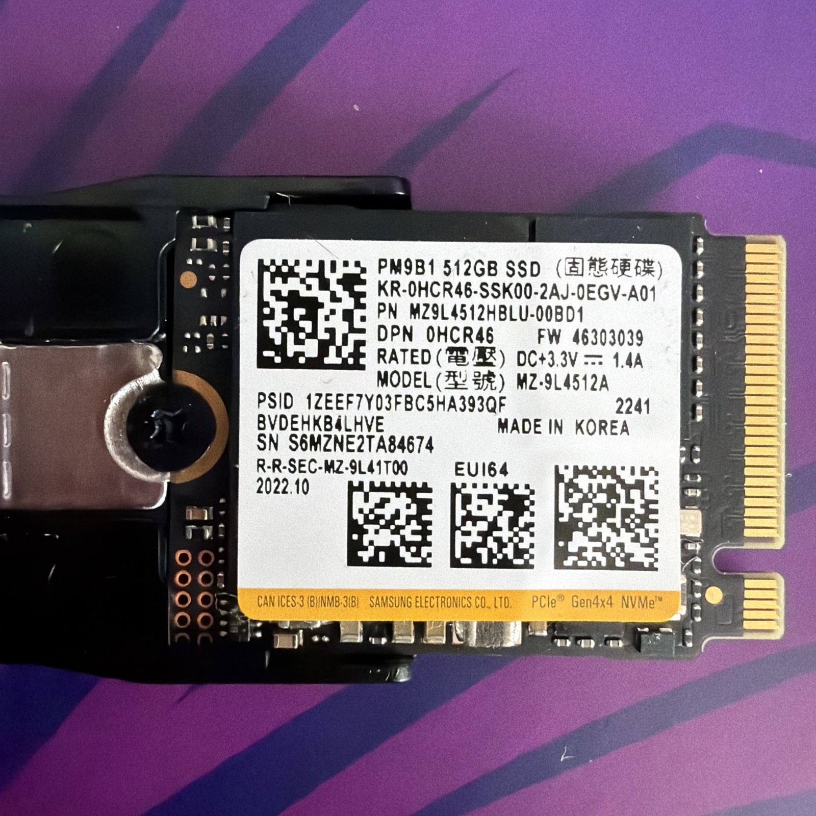 Samsung NVMe PM9B1 512GB Drive 2230