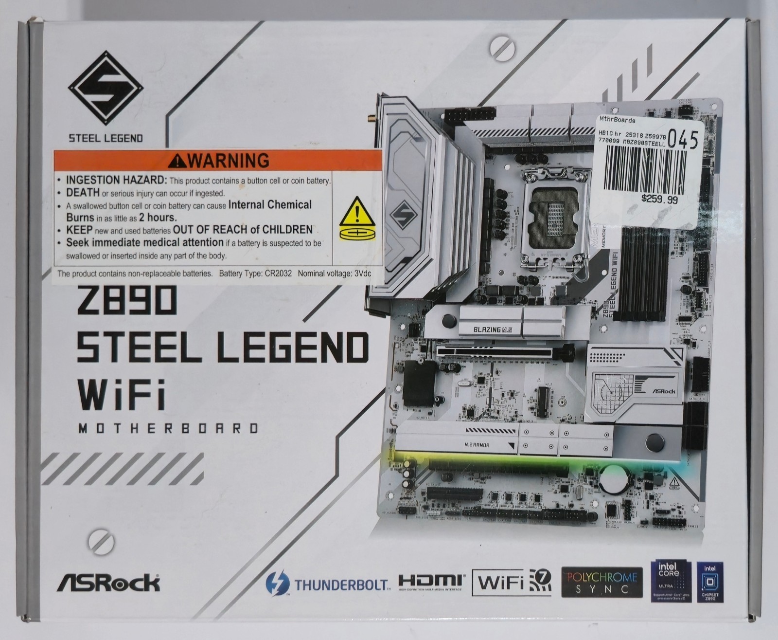 AsRock Z890 Steel Legend WiFi Intel LGA 1851 ATX DDR5 Motherboard – Used