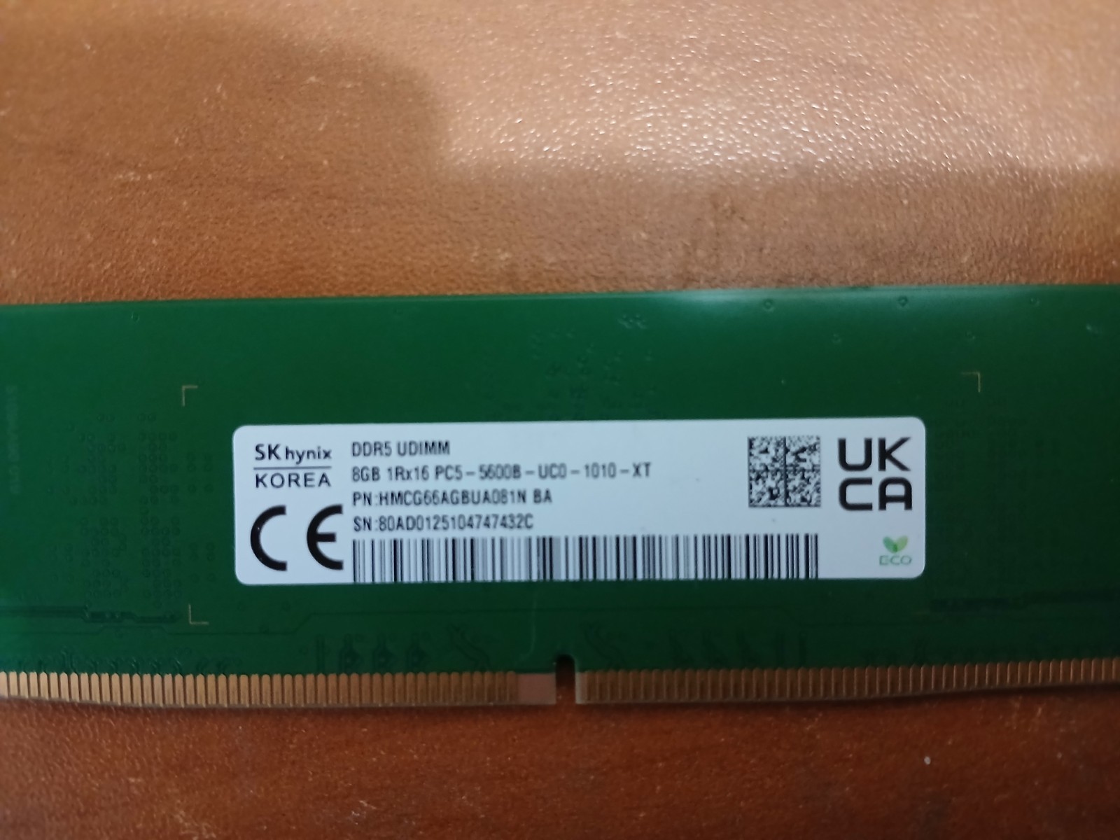 1x8GB SK hynix DDR5-5600B Desktop RAM Memory PC UDIMM (HMCG66AGBUA081N)